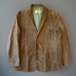 Vintage Californian Suede Blazer 42 Brown Made in USA Minimalist Leather Western